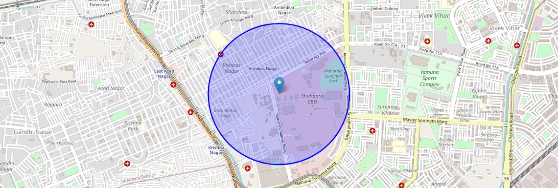 Location Map of Vishwas Nagar, Delhi
