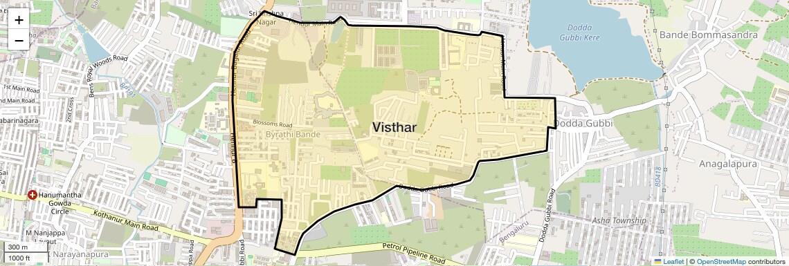 Location Map of Visthar, Bangalore