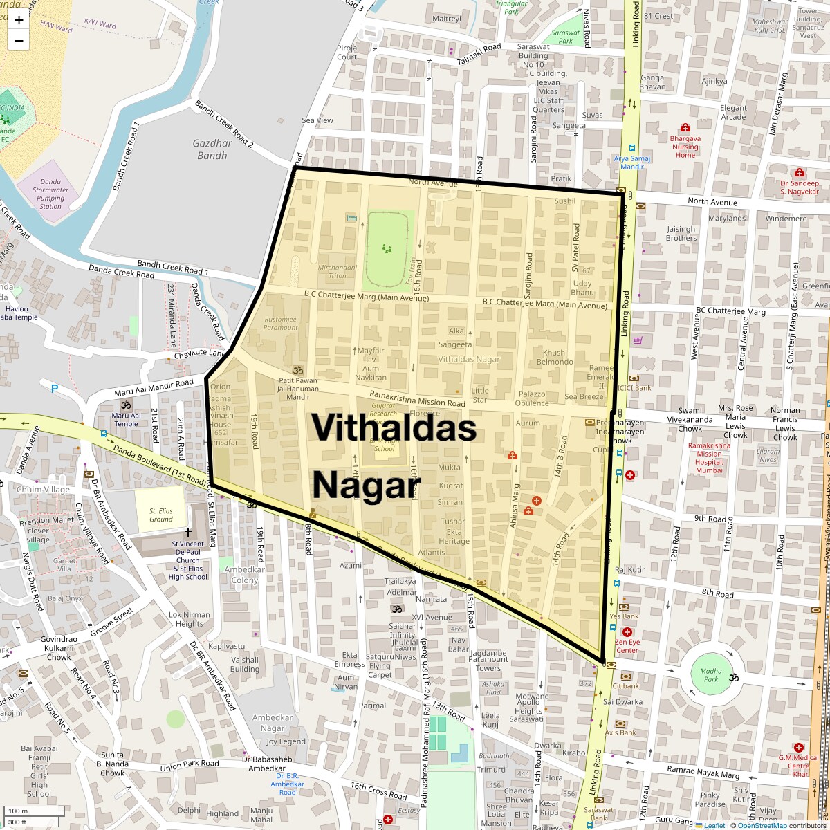 Location Map of Vithaldas Nagar, Mumbai