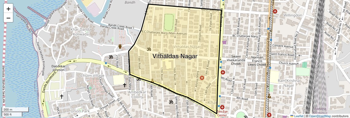 Location Map of Vithaldas Nagar, Mumbai