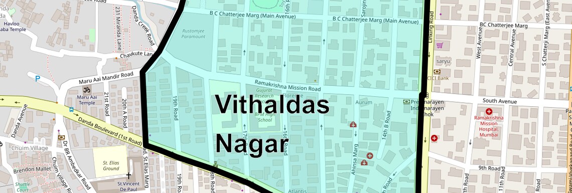 Location Map of Vithaldas Nagar, Mumbai