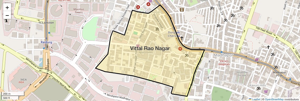 Location Map of Vittal Rao Nagar, Hyderabad