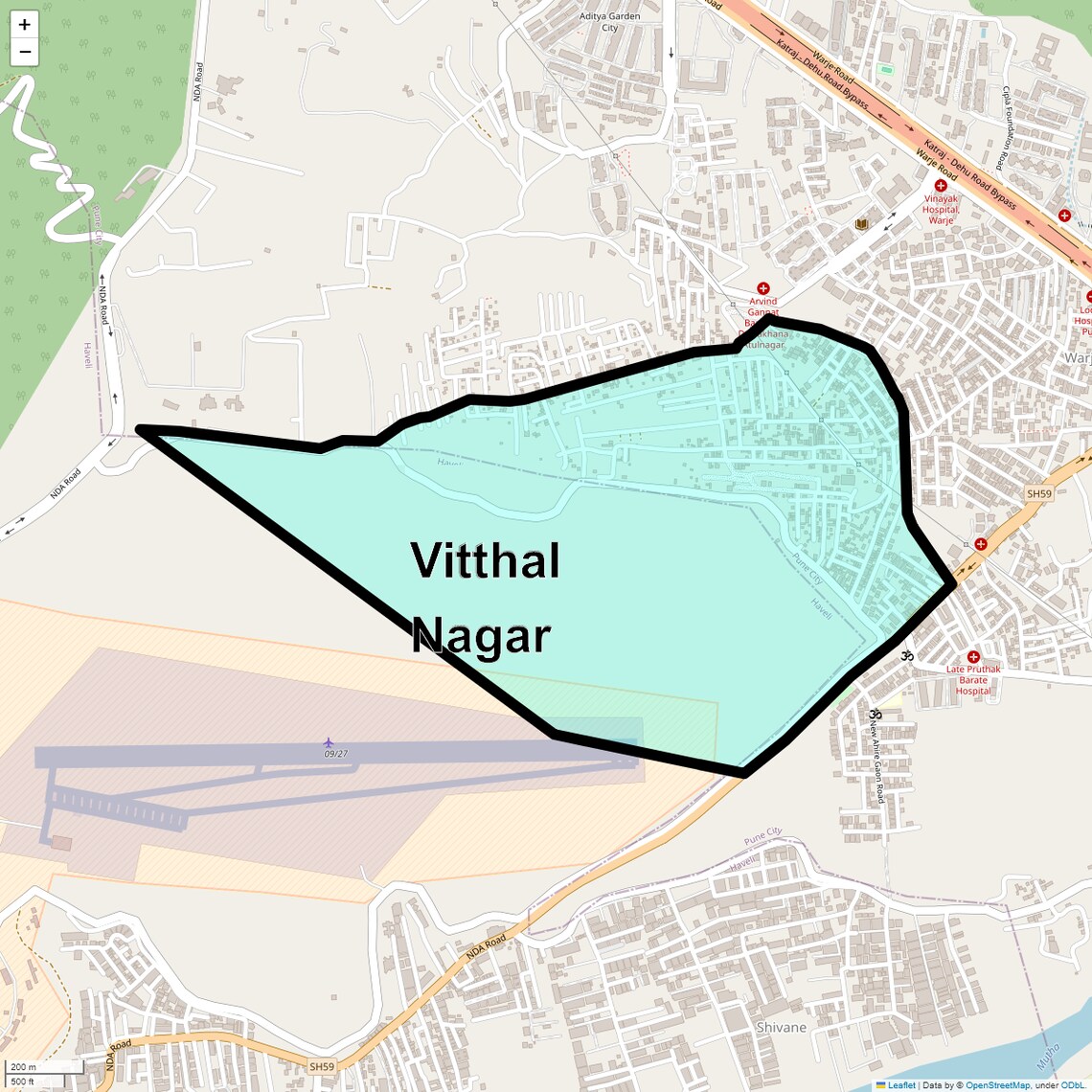 Location Map of Vitthal Nagar, Pune