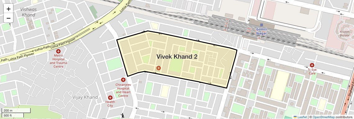 Location Map of Vivek Khand 2, Lucknow