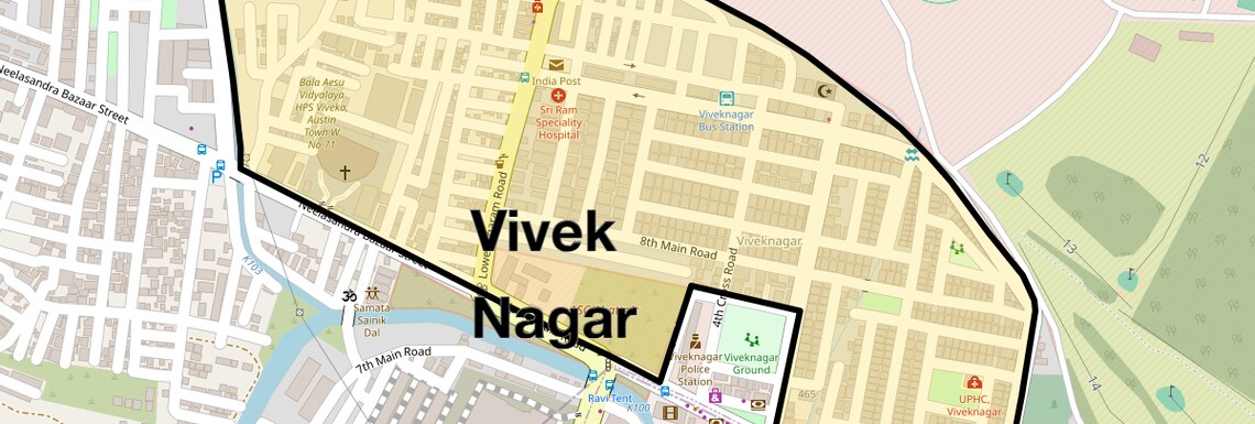 Location Map of Vivek Nagar, Bangalore