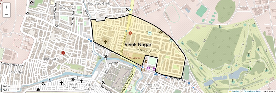 Location Map of Vivek Nagar, Bangalore