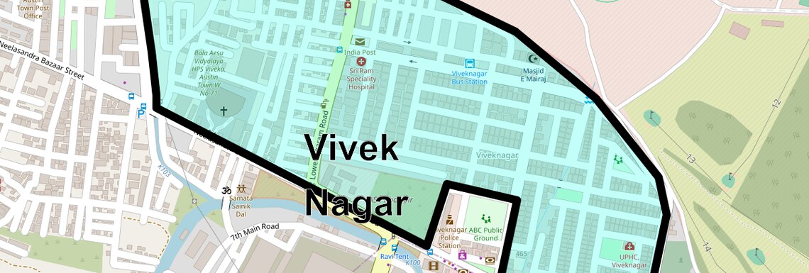 Location Map of Vivek Nagar, Bangalore