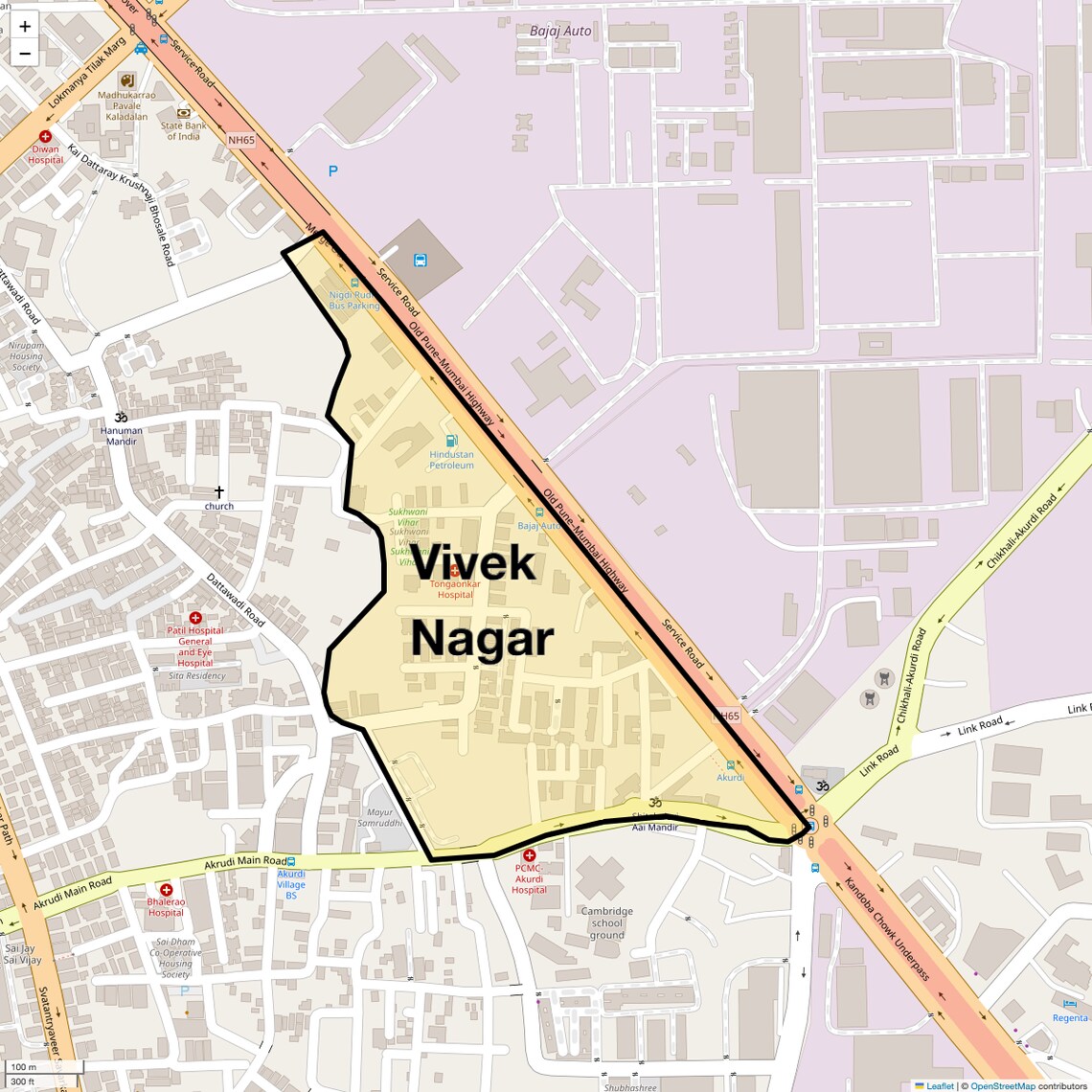 Location Map of Vivek Nagar, Pune