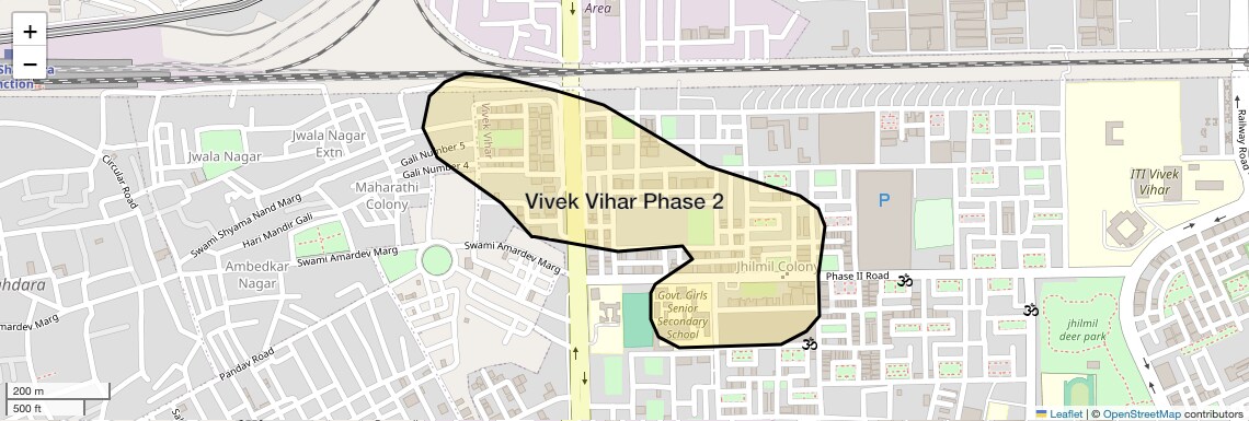 Location Map of Vivek Vihar Phase 2, Delhi