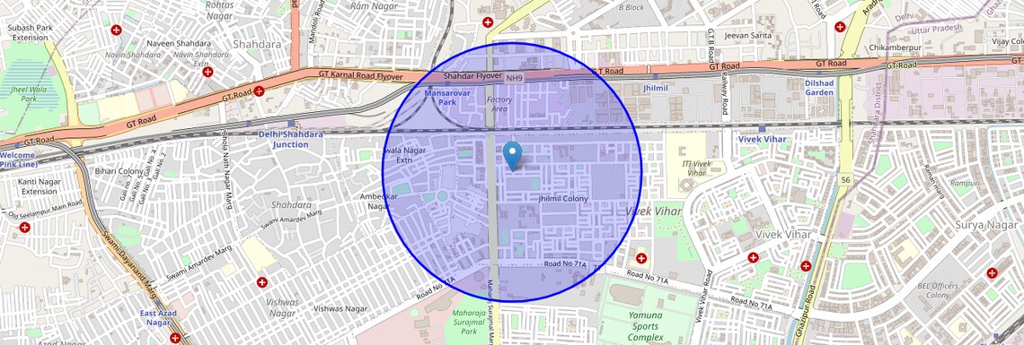 Location Map of Vivek Vihar Phase 2, Delhi