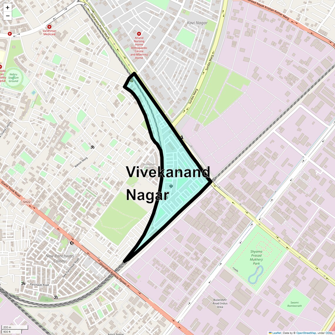 Location Map of Vivekanand Nagar, Ghaziabad
