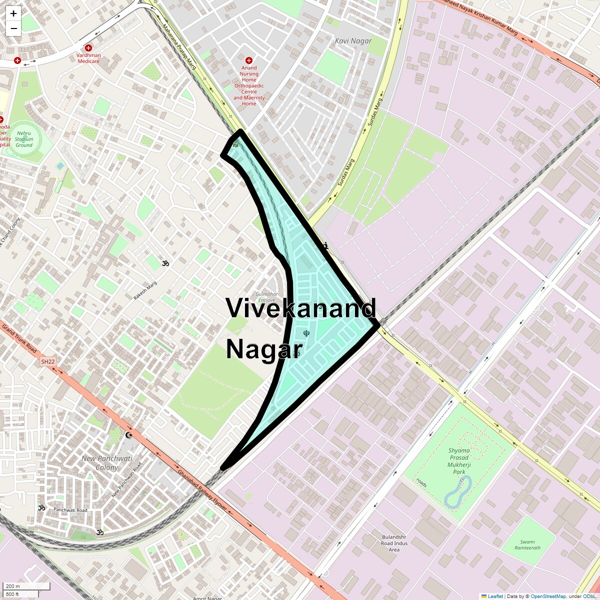 Location Map of Vivekanand Nagar, Ghaziabad
