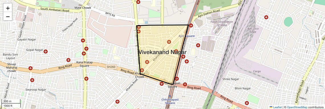 Location Map of Vivekanand Nagar, Nagpur