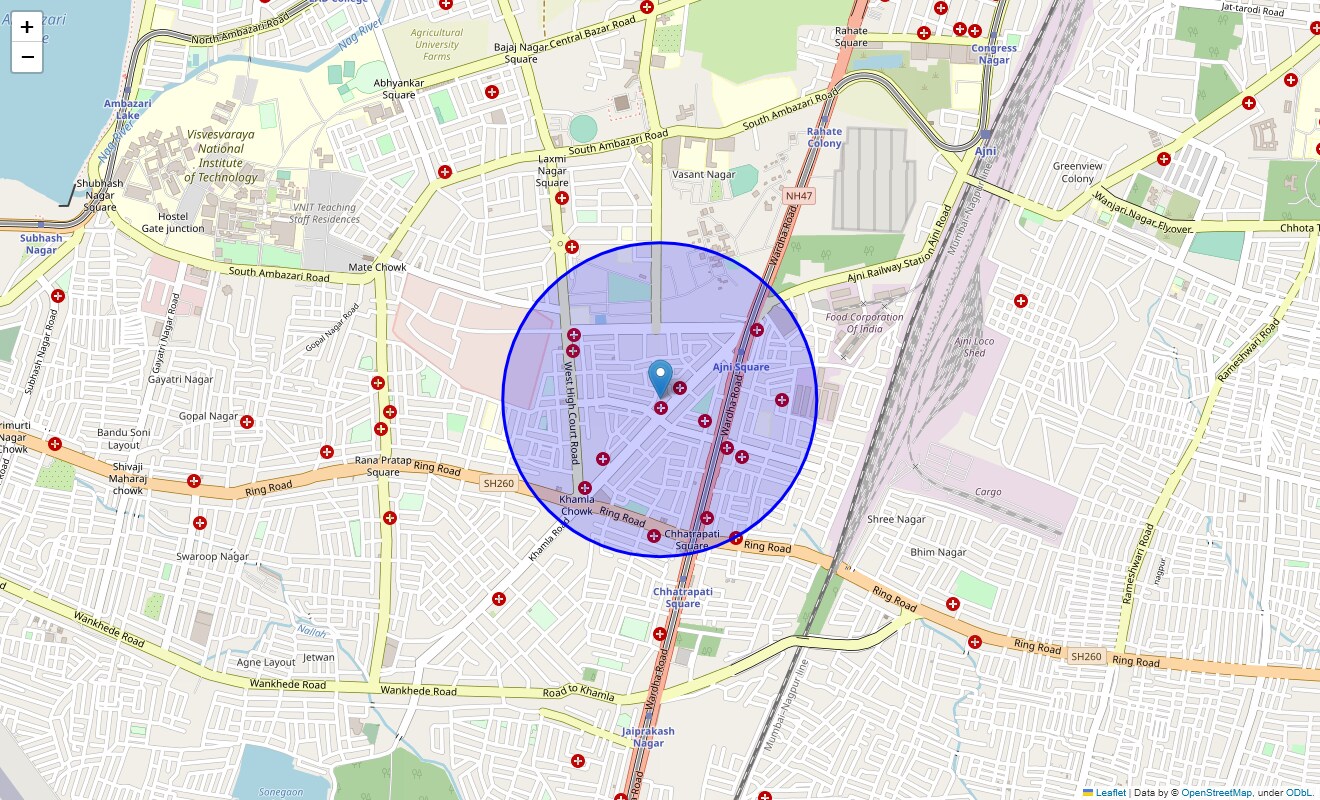 Location Map of Vivekanand Nagar, Nagpur
