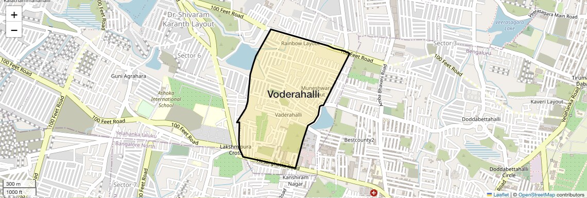 Location Map of Voderahalli, Bangalore