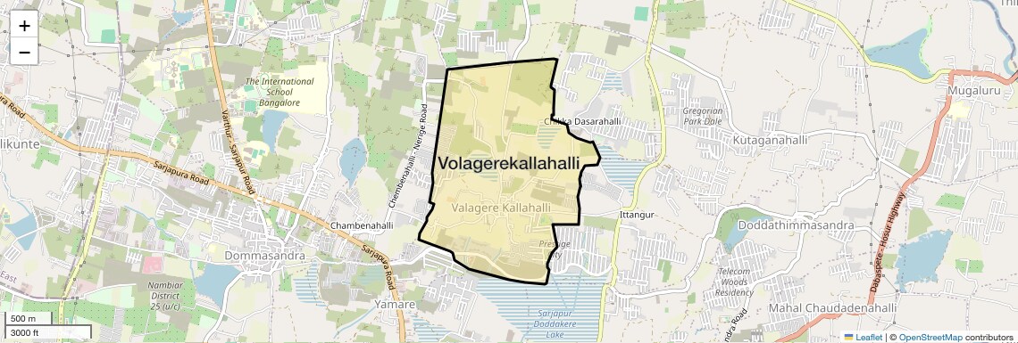 Location Map of Volagerekallahalli, Bangalore