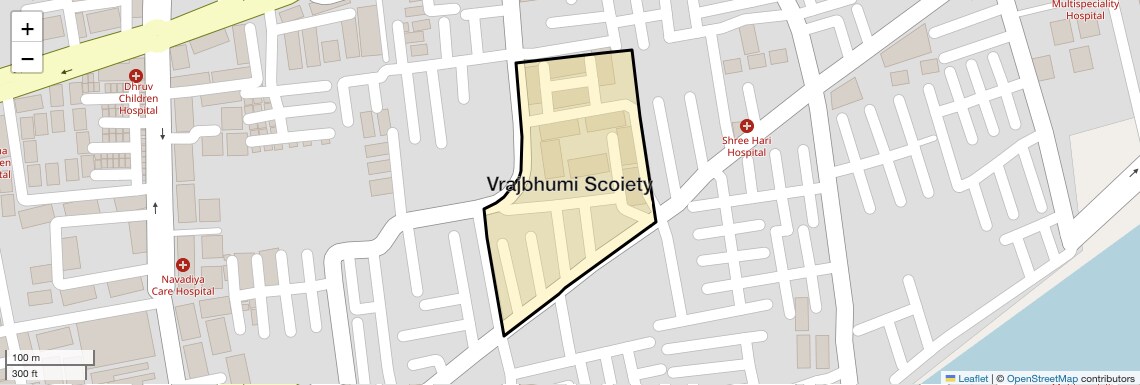 Location Map of Vrajbhumi Scoiety, Surat