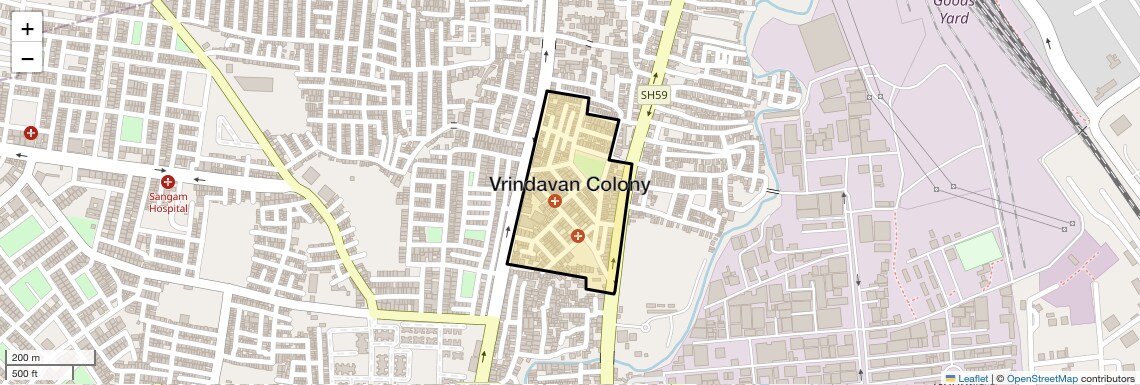 Location Map of Vrindavan Colony, Indore