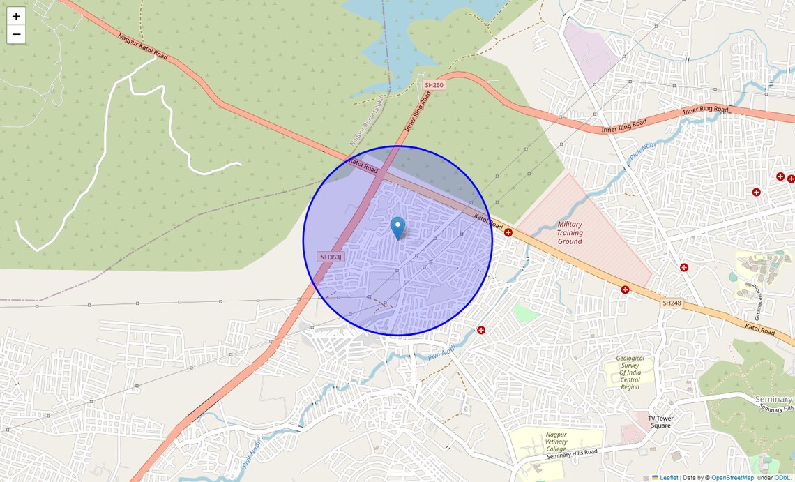 Location Map of Vrindavan Colony, Nagpur