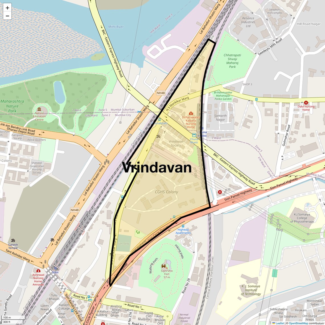 Location Map of Vrindavan, Mumbai