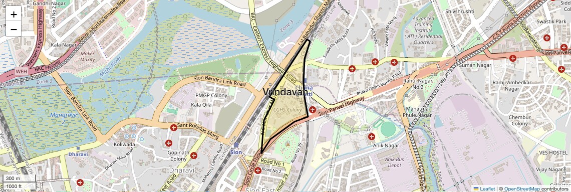 Location Map of Vrindavan, Mumbai