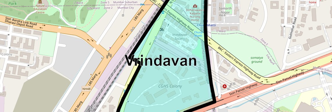 Location Map of Vrindavan, Mumbai