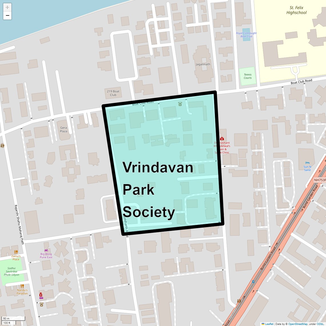 Location Map of Vrindavan Park Society, Pune