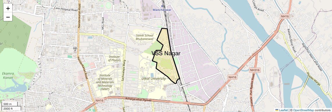 Location Map of VSS Nagar, Bhubaneswar