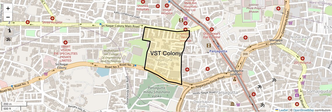 Location Map of VST Colony, Hyderabad