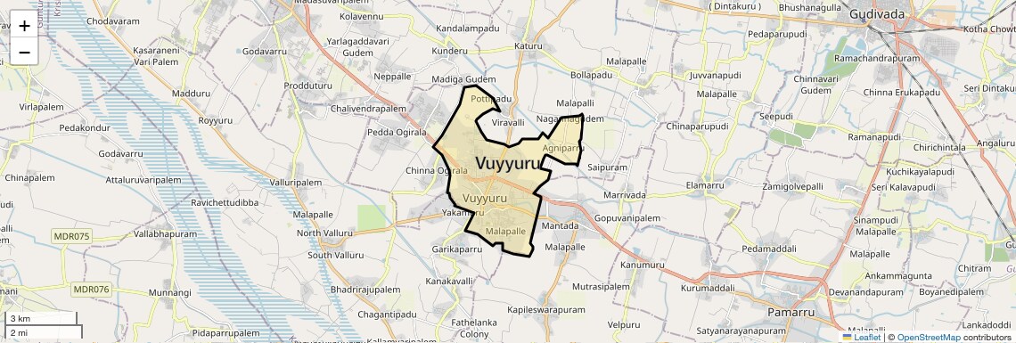 Location Map of Vuyyuru, Vijayawada