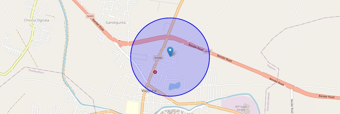 Location Map of Vuyyuru, Vijayawada