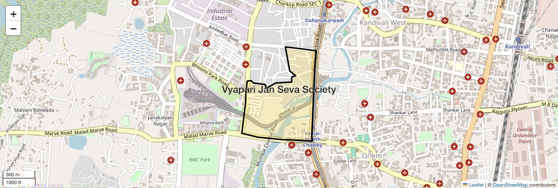 Location Map of Vyapari Jan Seva Society, Mumbai