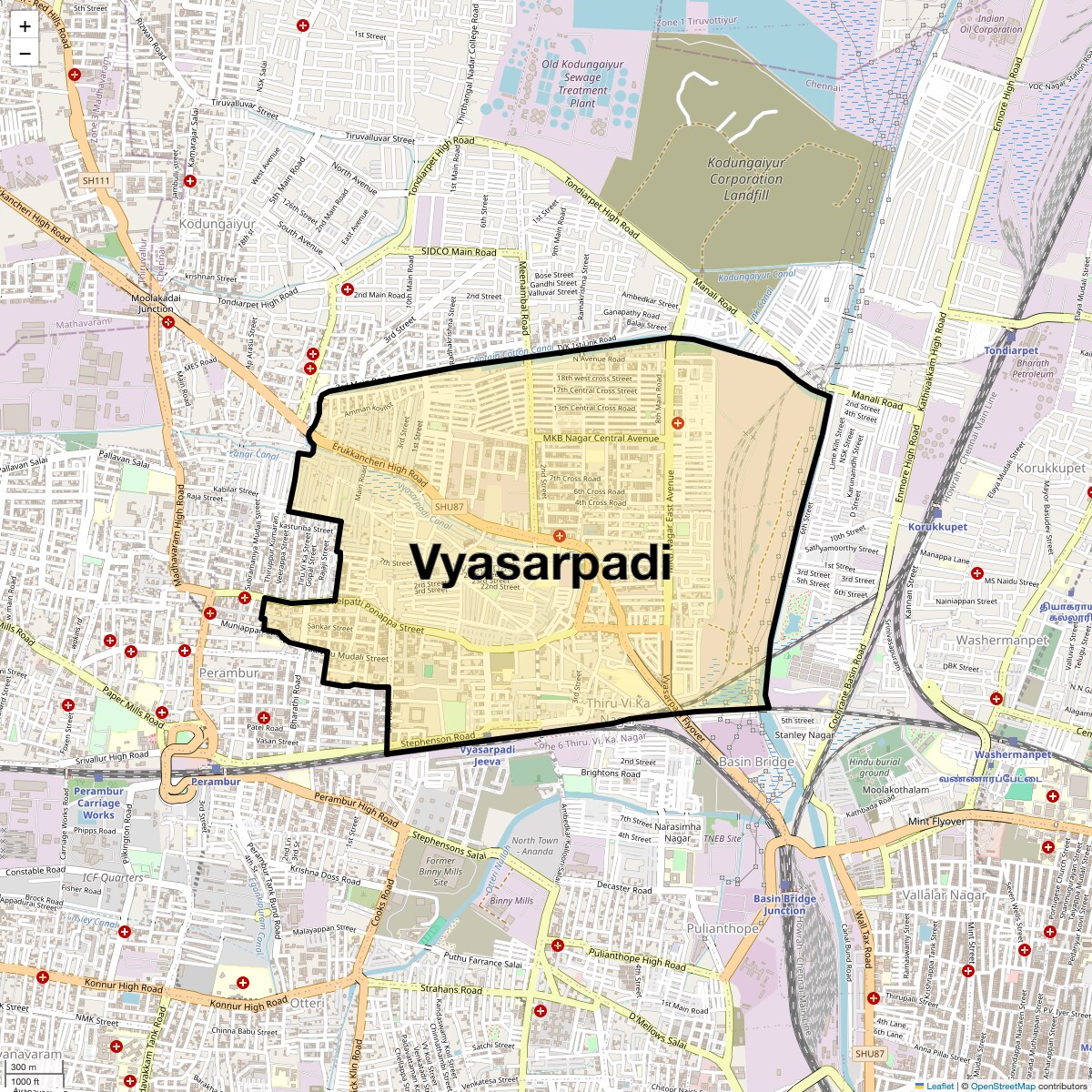 Vyasarpadi Map