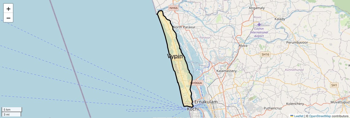 Location Map of Vypin, Kochi