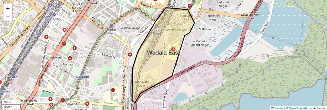 Location Map of Wadala East, Mumbai