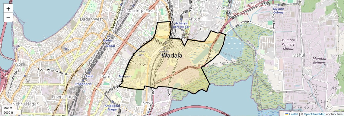 Location Map of Wadala, Mumbai