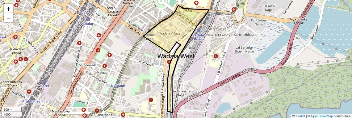 Location Map of Wadala West, Mumbai