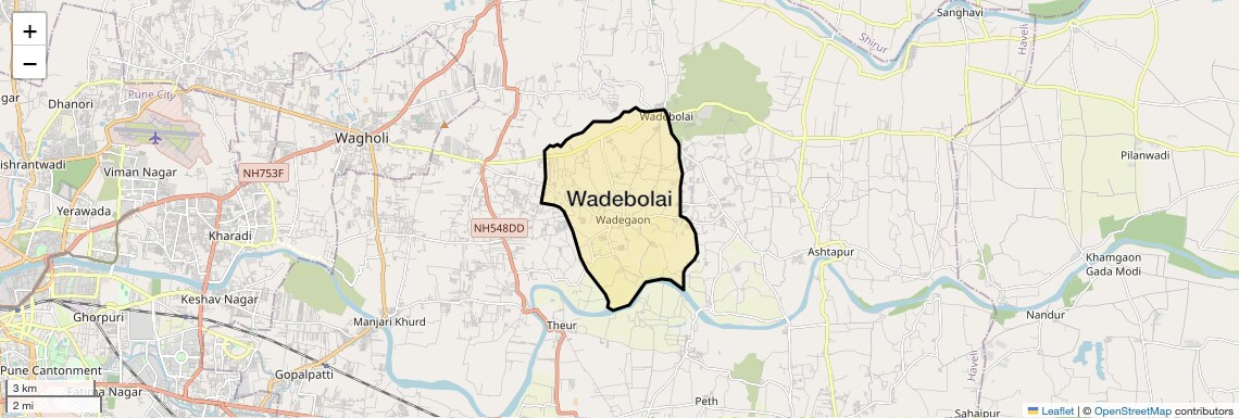 Location Map of Wadebolai, Pune