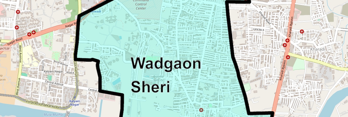 Location Map of Wadgaon Sheri, Pune