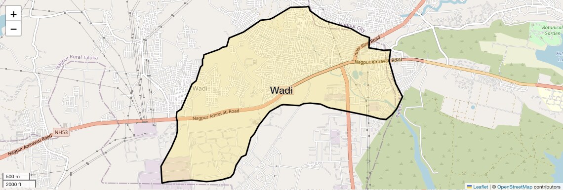 Location Map of Wadi, Nagpur