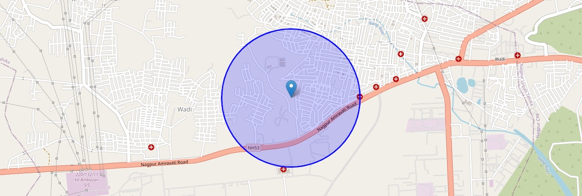 Location Map of Wadi, Nagpur