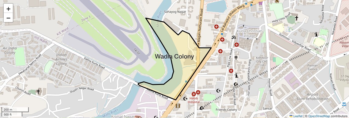 Location Map of Wadia Colony, Mumbai