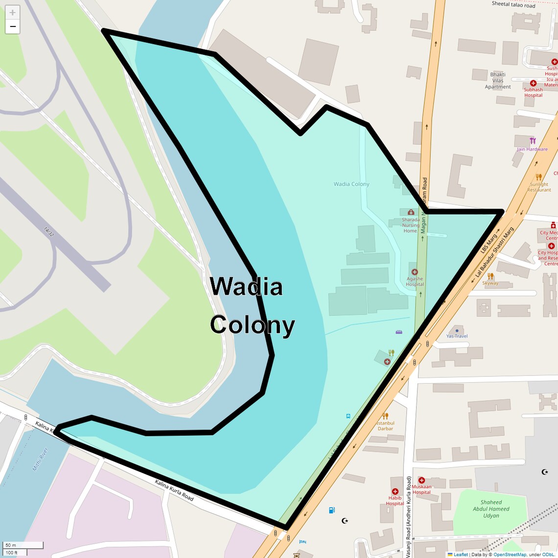 Location Map of Wadia Colony, Mumbai