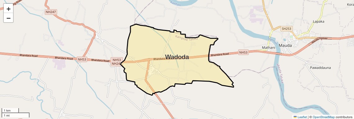 Location Map of Wadoda, Nagpur