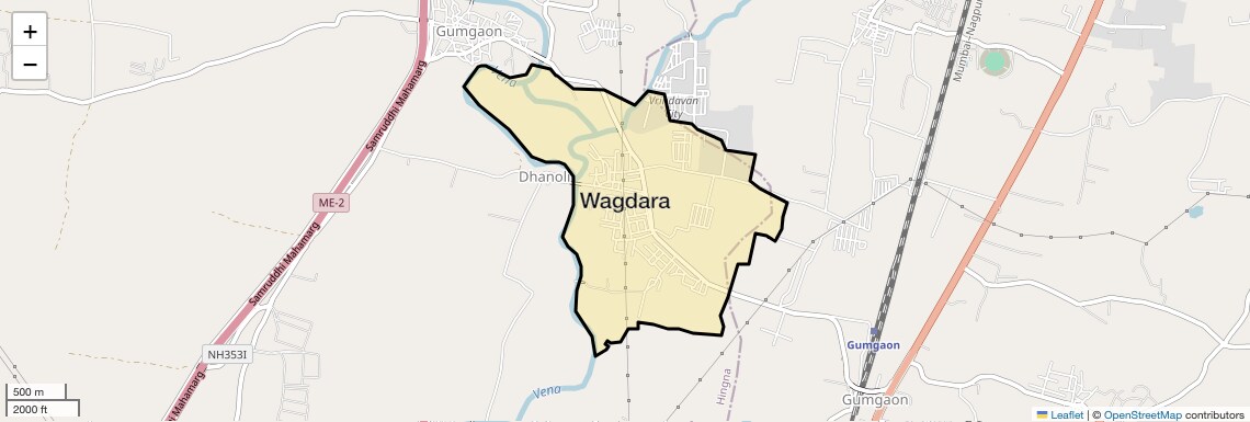 Location Map of Wagdara, Nagpur