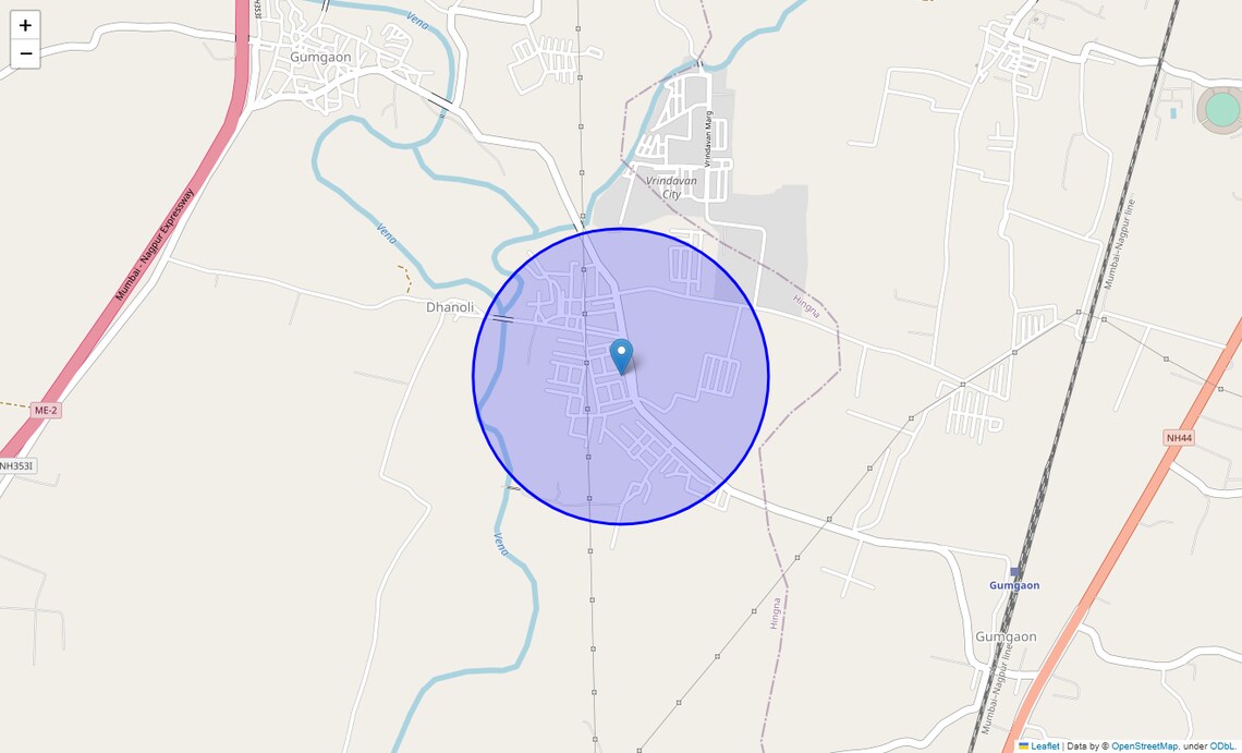 Location Map of Wagdara, Nagpur