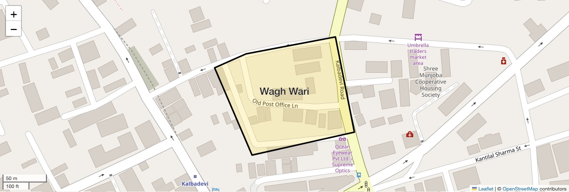 Location Map of Wagh Wari, Mumbai