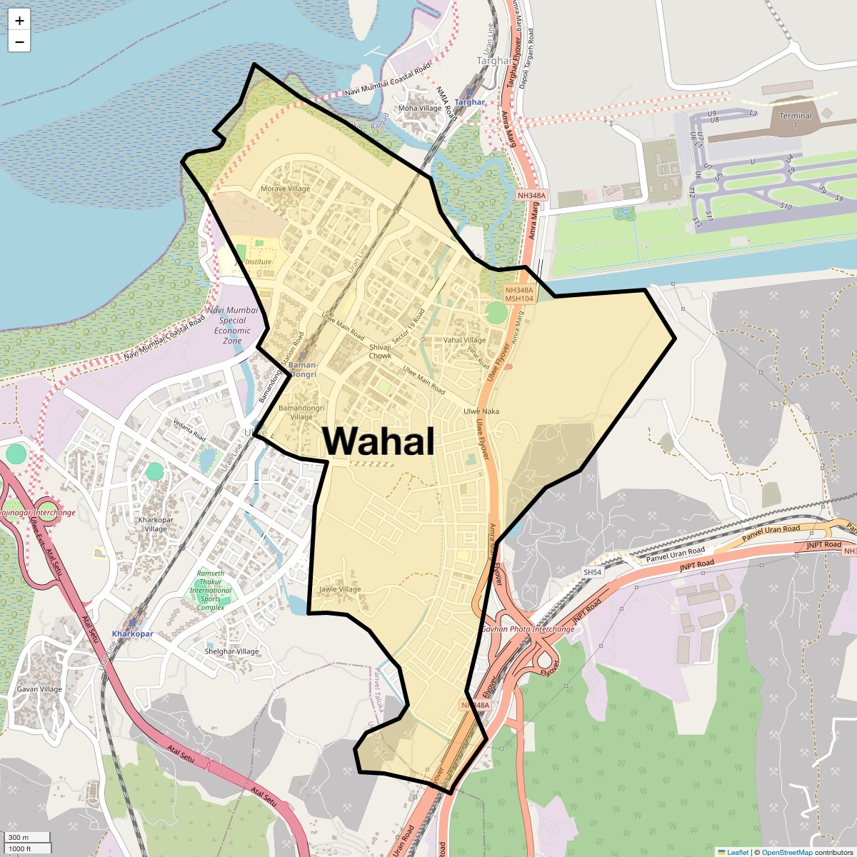 Location Map of Wahal, Navi Mumbai