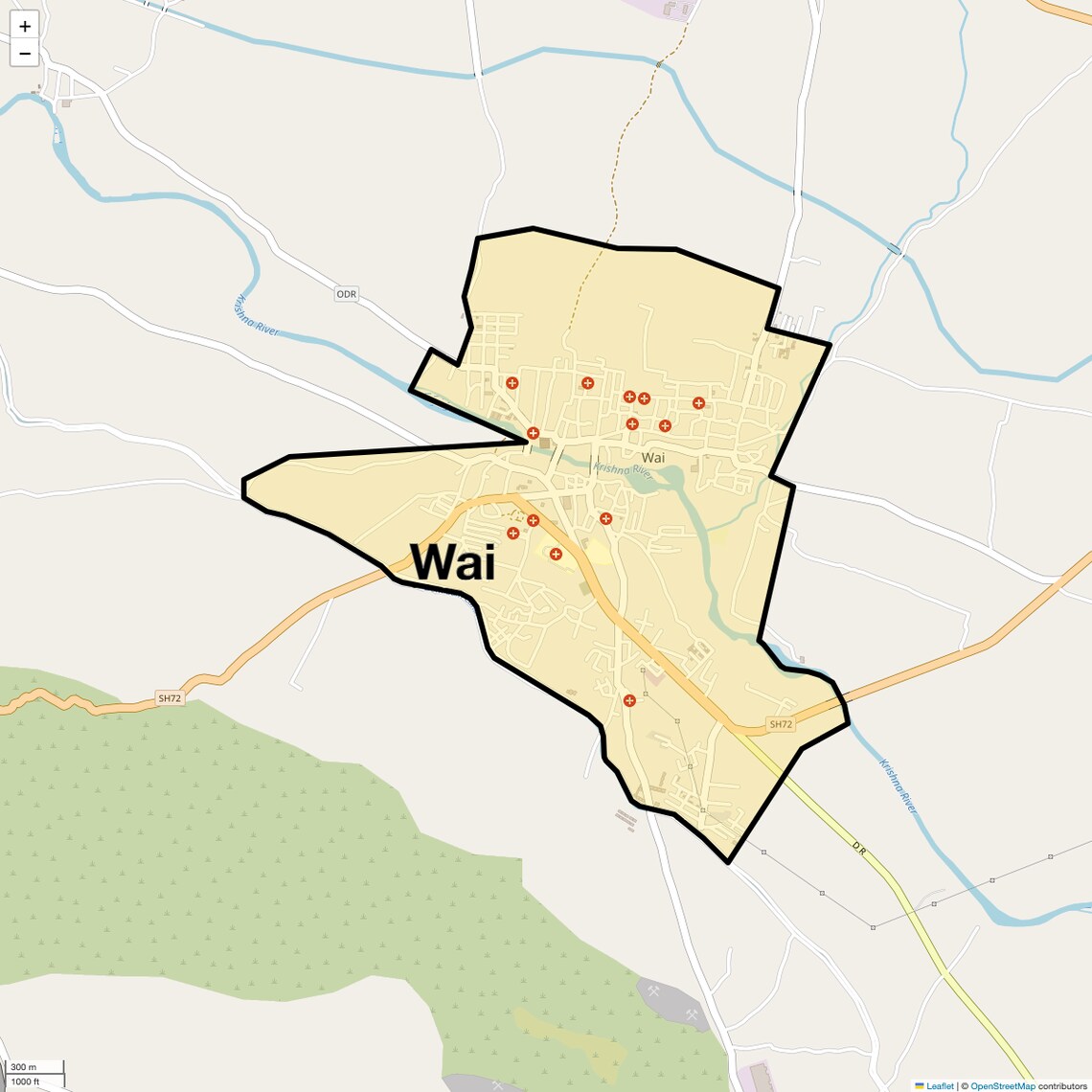 Location Map of Wai, Pune