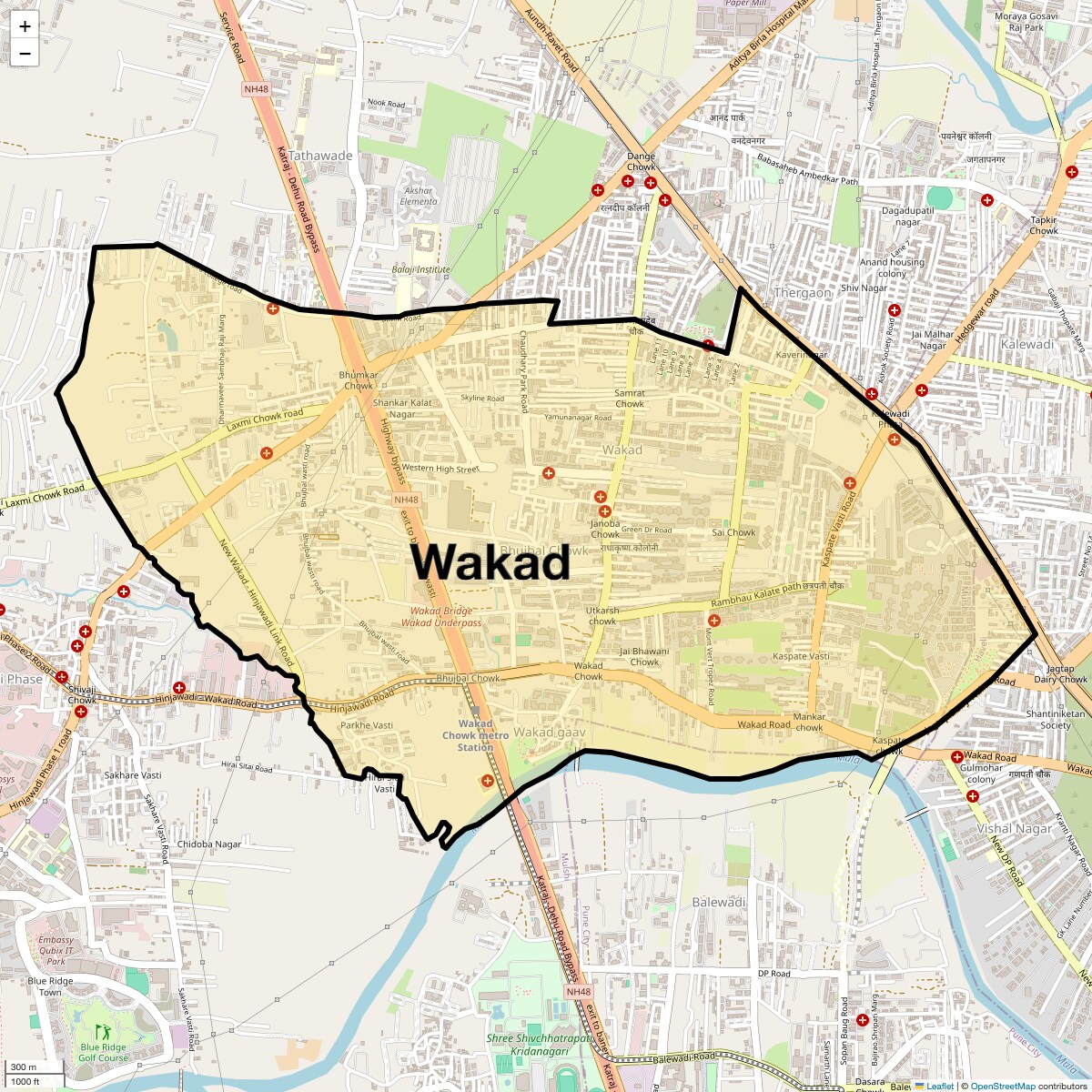Location Map of Wakad, Pune